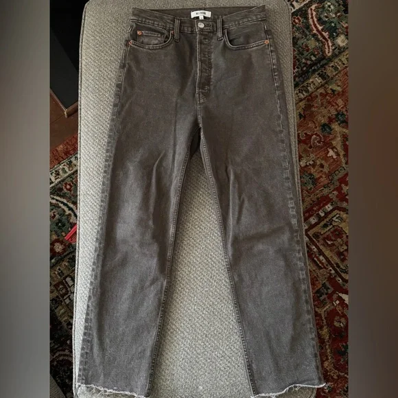 Re/done 70s Ultra High Rise Stove Pipe Jeans Washed Chocolate - Picture 5 of 14